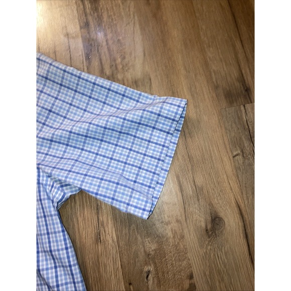 LL Bean Shirt Mens Blue Check Short Sleeve Button Up Wrinkle Free Small - Picture 3 of 5